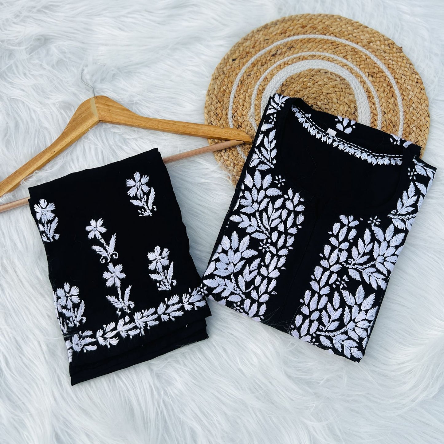 Black Chikankari Kurti Set